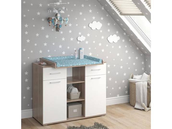 Vicco Wickelkommode Leonie, Sonoma, 113 x 109 cm mit abnehmbarem Wickelaufsatz zur Nutzung als Kommode