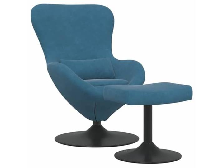 Makastle Eierstuhl mit Fußhocker with Footstool Blau Samt