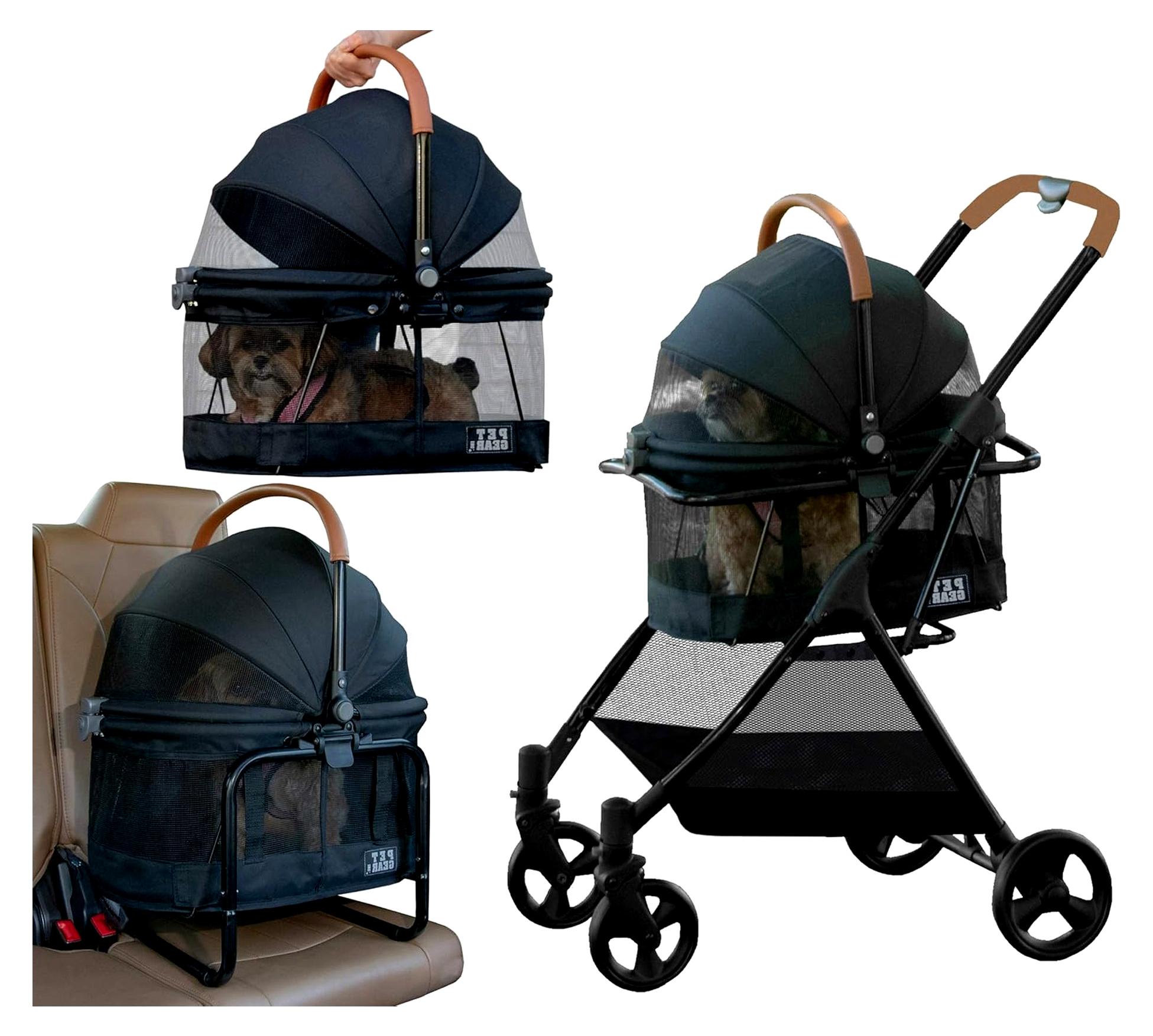 Pet Gear 3-in-1 Reisesystem, View 360 Kinderwagen, wandelbar in Tragetasche und Sitzerhöhung, mit Easy Click N Go Technologie, für kleine Hunde und Katzen