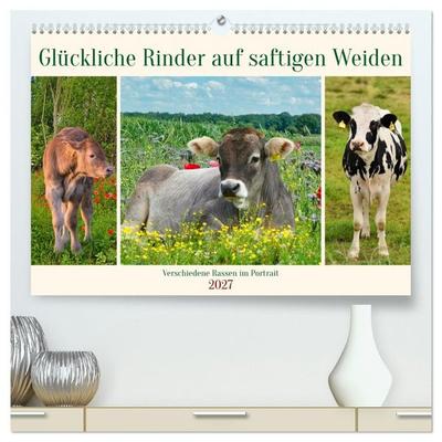 Glückliche Rinder auf saftigen Weiden (hochwertiger Premium Wandkalender 2027 DIN A2 quer), Kunstdruck in Hochglanz