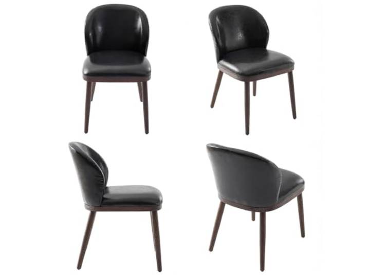 GarveeHome 6er-Set Moderne Esszimmerstühle Mit Holzbeinen 136 kg Tragkraft Schwarz 60cm Höhe