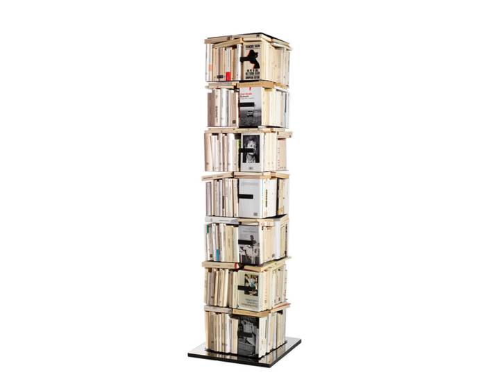 Büchersäule Ptolomeo X4 Opinion Ciatti silber, Designer Bruno Rainaldi, 52x197x52 cm