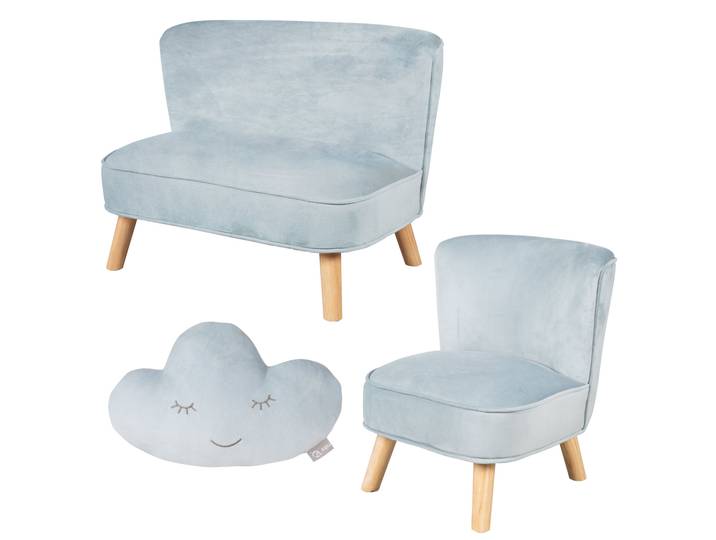 Bundle 'Lil Sofa' enthält Kindersofa, Kindersessel & Dekokissen Wolke in hellblau/sky