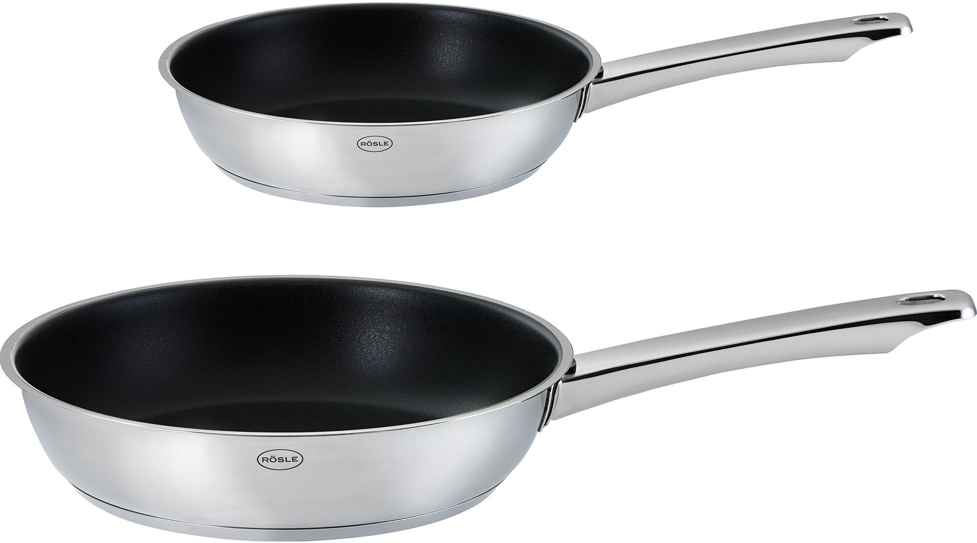 Pfannen-Set RÖSLE "MOMENTS 2-tlg. Ø 24 cm und 28 cm ProPlex", silber (silberfarben), Pfannen, Pfannen-Set