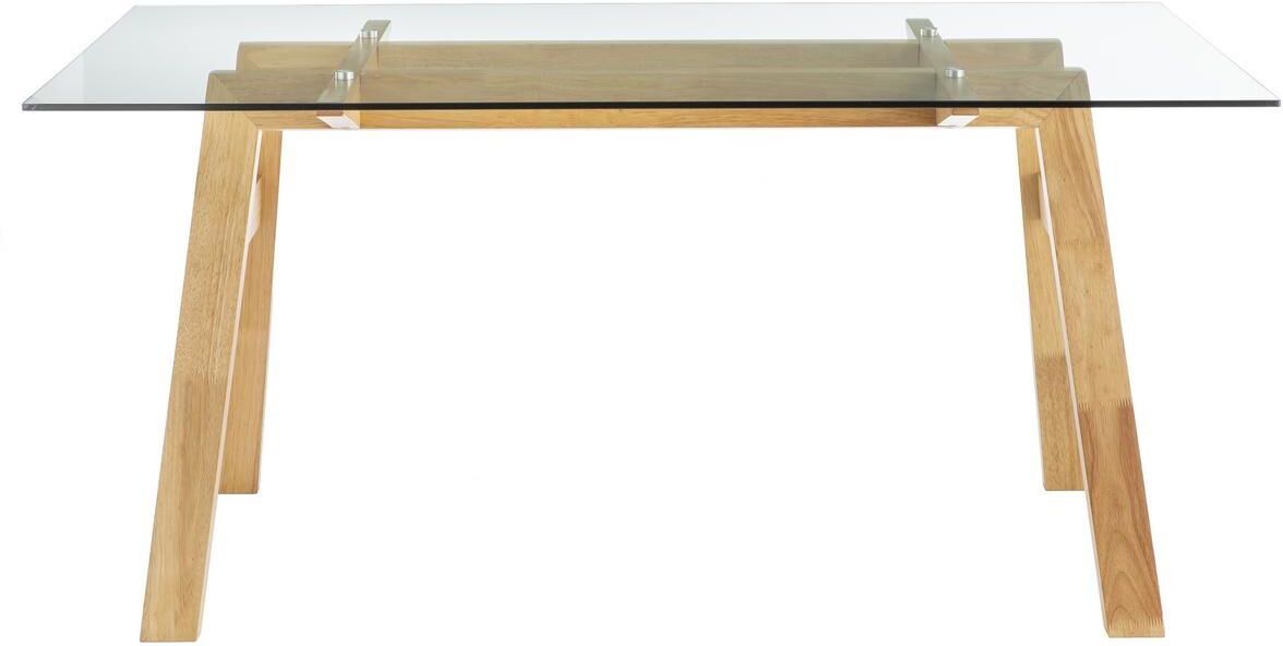 Miliboo Designer-Esstisch mit transparenter Glasplatte und Holz L160 cm BACCO