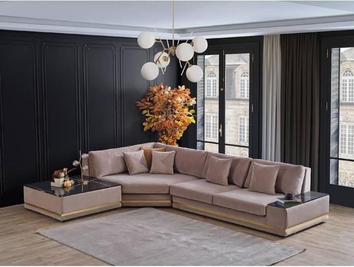 JVmoebel Ecksofa Beiges Designer-Ecksofa mit Polyätherschaum-Polsterung, 1 Teile, Made in Europa