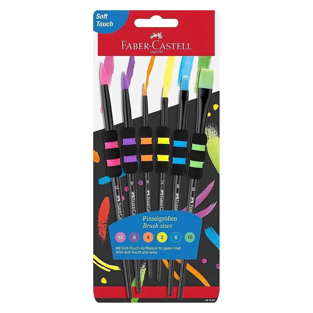 Faber-Castell Pinsel schwarz 6er Set Softgriffstück BK (481622)