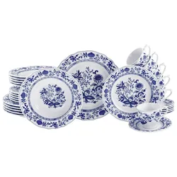 Kombiservice Flora Blau/Weiß, 30-teilig