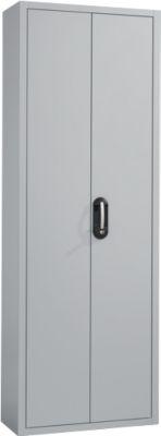 Magazinschrank, 1980 mm hoch, 12 Böden, ohne Kästen, mit Türen, hellsilber