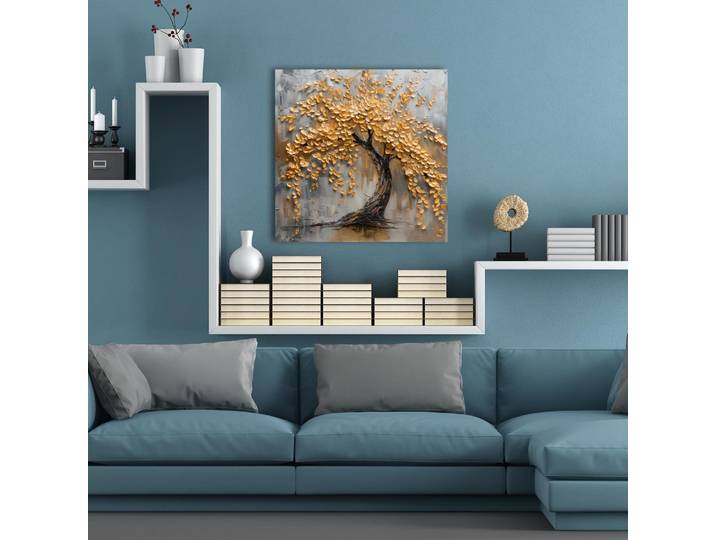 Acrylglasbild QUEENCE Goldener Herbst , gold (farbe rahmen: ohne rahmen), B:70cm H:70cm T:1,5cm, Acrylglas, Bilder, Acrylglasbild, HD Premium Kunstdruck in Galeriequalität