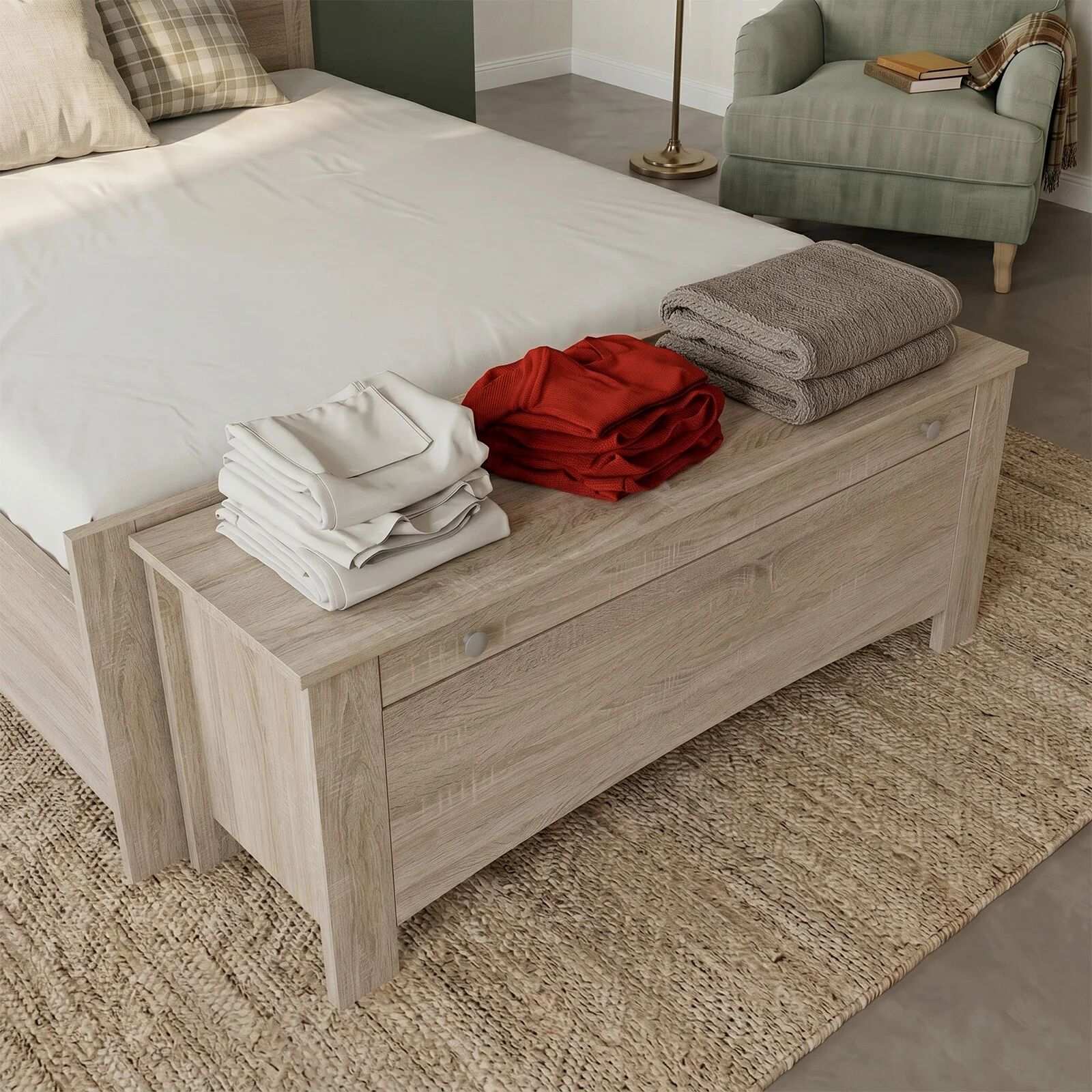 garneroarredamenti Panca fondoletto 110x45h cm contenitore rovere sonoma Londra