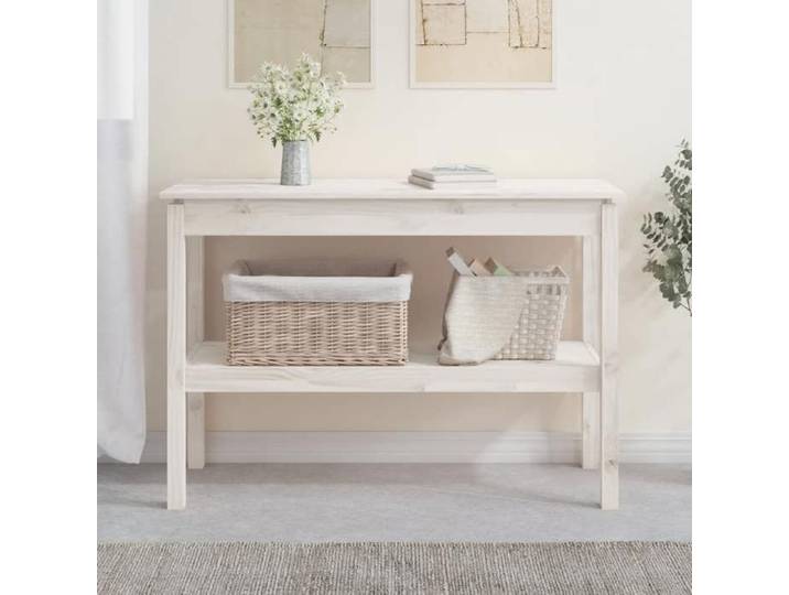 Table console de Salon - Design Classique - Blanc 110x40x75 cm - Bois de pin solide MEUBLE808884