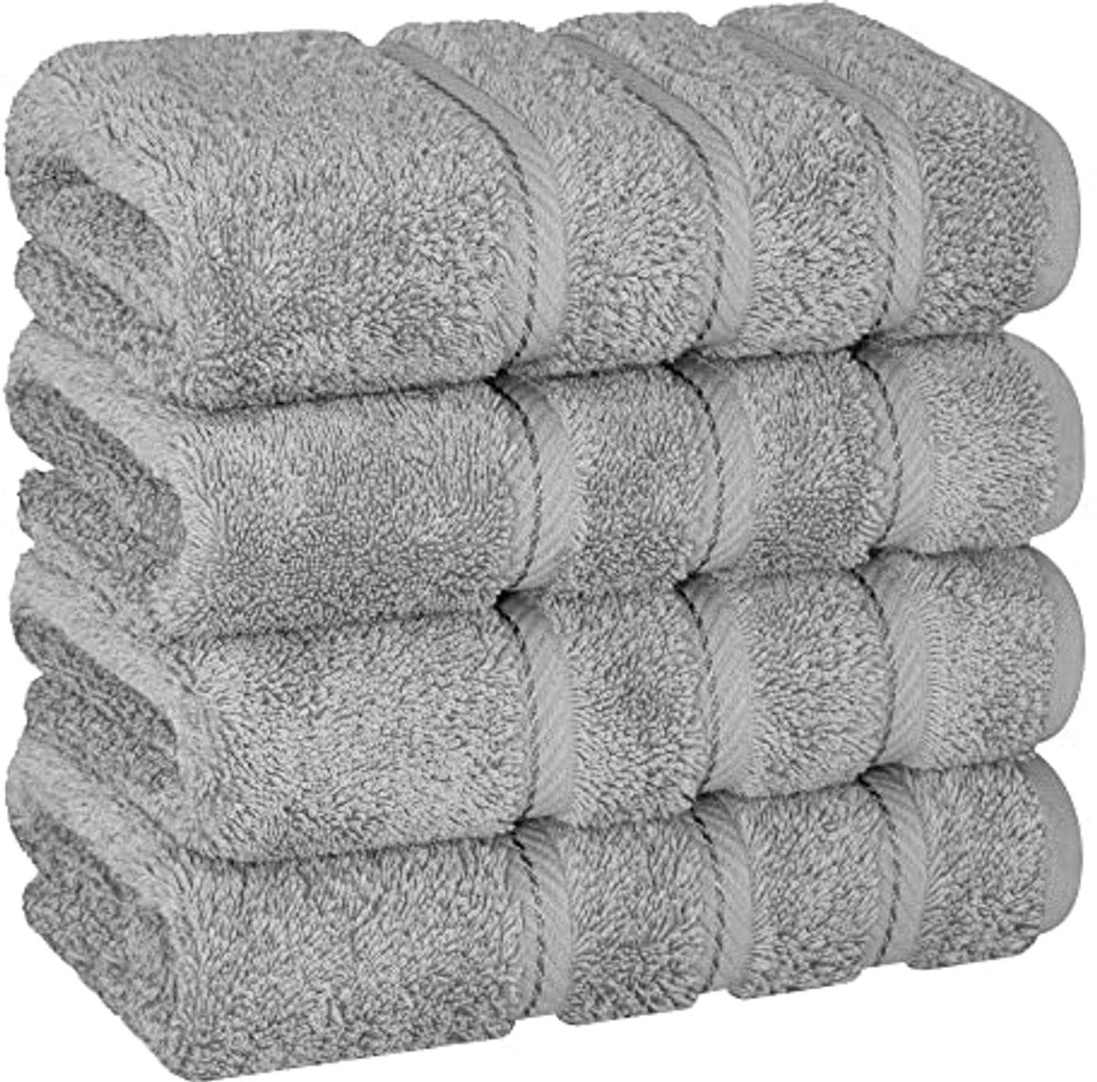 Luxe 4-delige Turkse handdoeken set van 100% katoen, 600 g/m², lichtgrijs