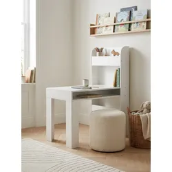 Kinderschreibtisch – Weiß, 90x50x110 cm, mit Regal, schmal, Stauraum, für Kinderzimmer