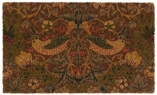 Morris & Co by Hug Rug Printed Coir Strawberry Thief Red 45cm x 75cm Doormat