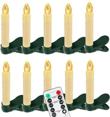 Uplift Treasures 10 Piece LED Flameless Taper Candles With Remote And Timer 10 Pcs
