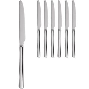Gräwe Tafelmesser Sylt, Wellenschliff, 23 cm, Edelstahl 18/0, silber poliert, 6 Stück