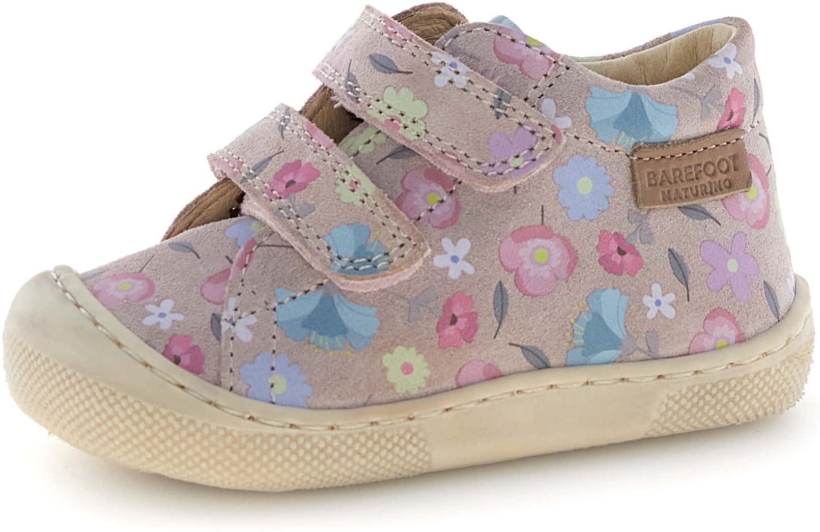 Lauflernschuh NATURINO "AMUR VL", Mädchen, Gr. 24, Leder, rot (rosa), Veloursleder, geblümt, Schuhe Lauflernschuh, Babyschuh, Klettschuh, Grössenschablone zum Download rosa 24, Leder