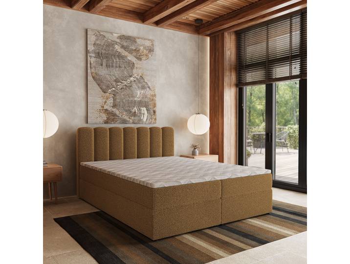 Masseno Boxspringbett SOLIA mit Bettkästen 180x200 cm - Orange, QUELLE 17