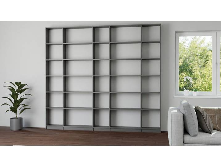 Große Bücherwand nach Maß Premium Dekore Basaltgrau