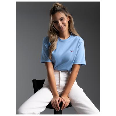T-Shirt TRIGEMA "TRIGEMA Classic Tee", Damen, Gr. L, horizont, Single Jersey, 100% Baumwolle, Basic, lang, Rundhals, Shirts T-Shirt