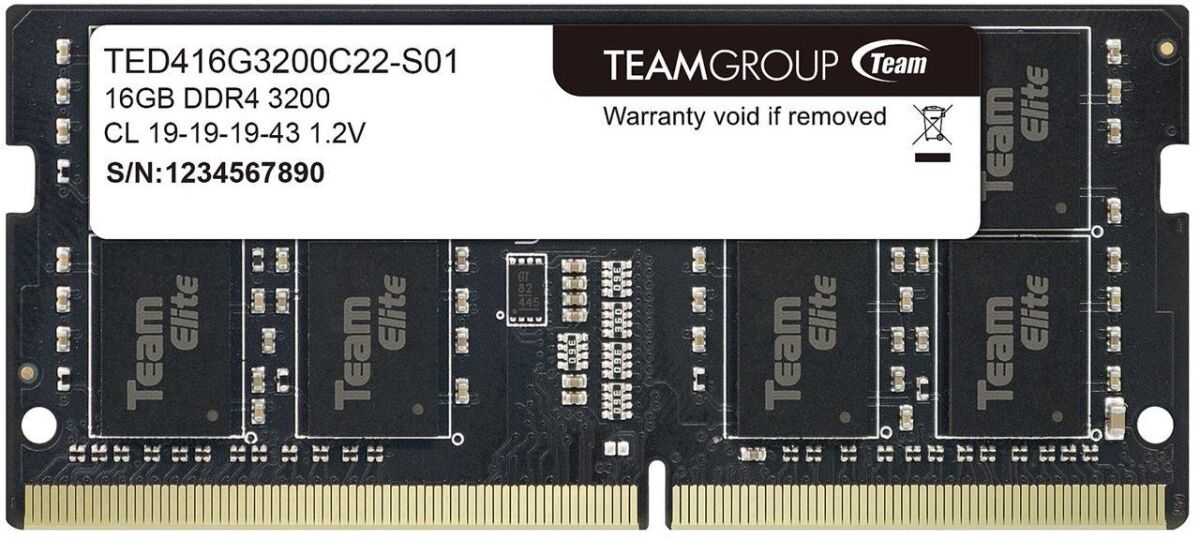 Teamgroup Team Elite 16GB 260-Pin DDR4 SO-DIMM DDR4 3200 (PC4 25600) Laptop Memory Model TED416G3200C22-S01