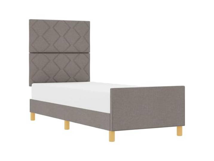 KTHLBRH Bettgestell mit Kopfteil taupe 80 x 200 cm Stoff Stoffbezug, Schaumstoffpolsterung, minimalistisches Design, Kopfteil und Fuß im Lieferumfang enthalten