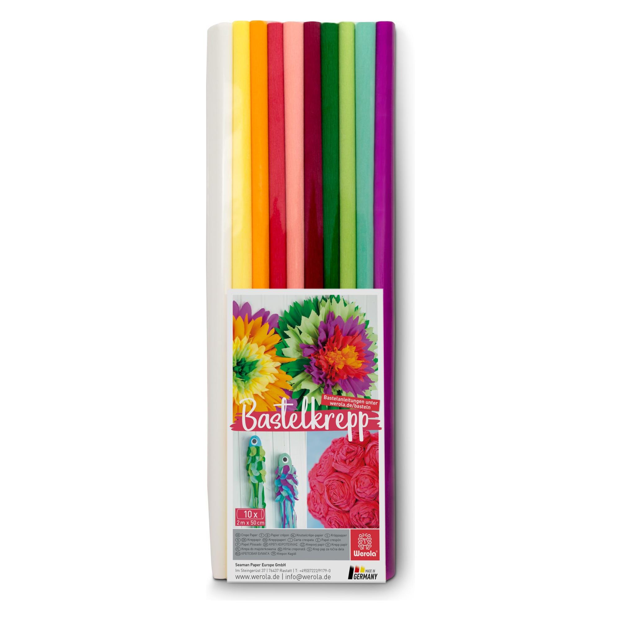 Werola Krepppapier Trend farbsortiert 31 g/qm 10 Rollen (31 g/m², 10x) (794045000)