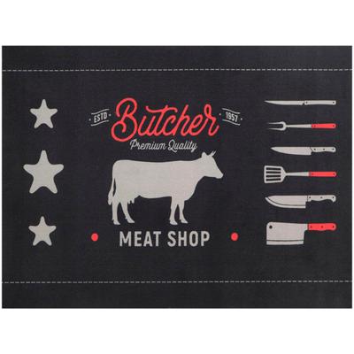 Fußmatte "BBQ Grillunterlage BEEF, Made in Belgium", schwarz, B:90cm H:5mm L:120cm, Polyamid, PRIMAFLOR-IDEEN IN TEXTIL, Teppiche, Fußmatte, Grillmatte ideal als Bodenschutz, ruschhemmend, waschbar