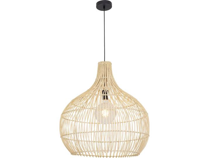 Pendellampe Belize Natur/Schwarz Eisen/Rattan B 60 cm - Pendellampe