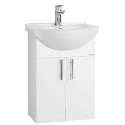 VCM 2-tlg. Waschplatz   Waschtisch Unterschrank 55 cm   Badmöbel Set mit Waschbecken   Komplett set mit Drehtüren Lisalo M