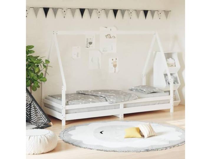 LPERTGFHU Kinderbett Massivholz Kiefer 80x200 cm Hausbett Design Stabiler Lattenrost, Niedrige Einstiegshöhe, Für Kinder ab 4 Jahren