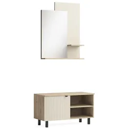 Vicco, Garderobe + Kleiderstange, Garderobe Puerto, Eiche/Cashmere, 2- er Set