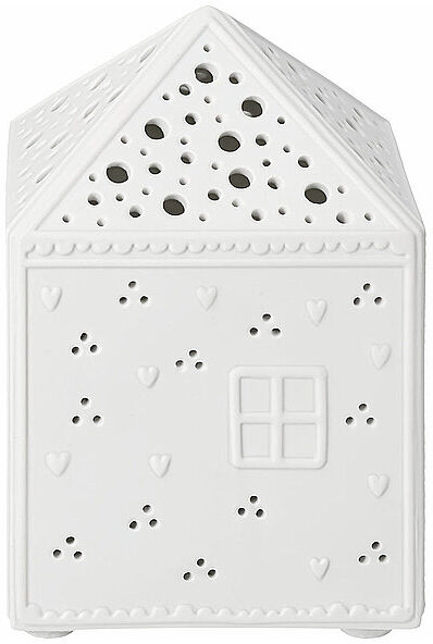 RAEDER Weihnachts Lichterhaus LED 8x8x12cm LEBKUCHEN Weiss weiss B