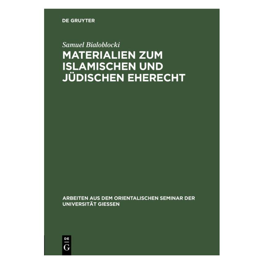 De Gruyter Bialoblocki:Materialien zum islamischen (Deutsch, Hardcover, Samuel Bialoblocki) (67769464)