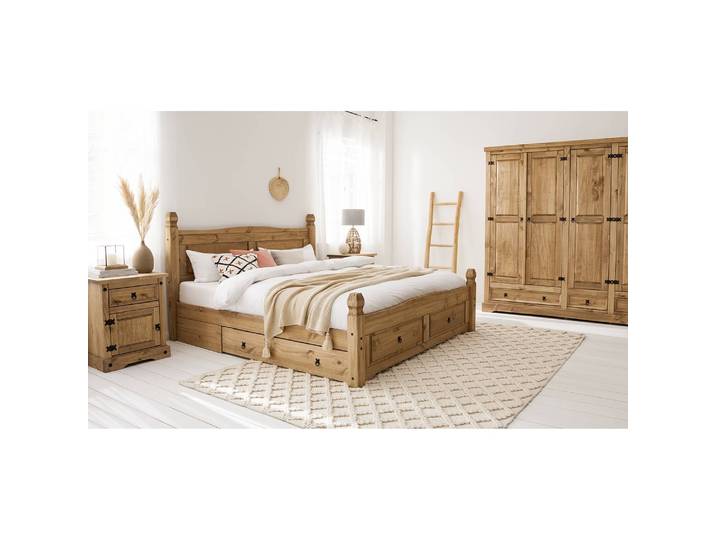 Massivholzbett 180 x 200cm Massivholz Kiefer, gewachst Braun/Beige/Kiefer Natur Kiefer