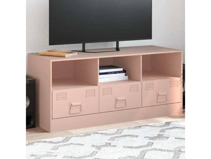 Meuble TV rose 99x39x44 cm acier 841734