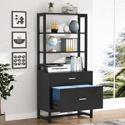 Bluebell File Cabinet with 2 Drawer, Modern Filing Cabinet Printer Stand with Lock