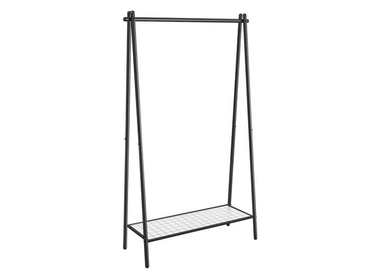 Garderobenständer, Schwarz, Metall, Kunststoff, 92.5x153x33.5 cm, standfeste Füße, Garderobe, Garderobenständer