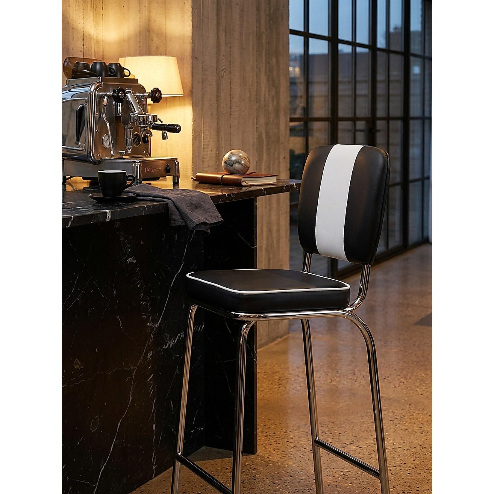 Barhocker Retro 50er Jahre Dinerstil Weiß, Schwarz 40x38x110 cm