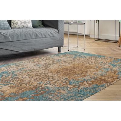 Teppich PADIRO "Primavera 725", bunt (sand, blau), B:80cm H:5mm L:150cm, Baumwolle, Chenille, Polyester, Teppiche, Teppich, Flachgewebe, farbenfroher Vintage Look, Wohnzimmer