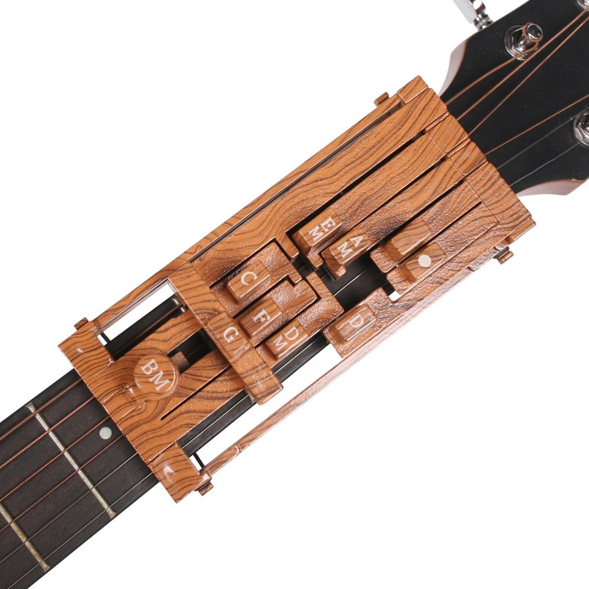 INF Aide-accords guitare GL612 à un bouton pour guitares acoustiques 36 to 41 inch, ABS Couleur du bois