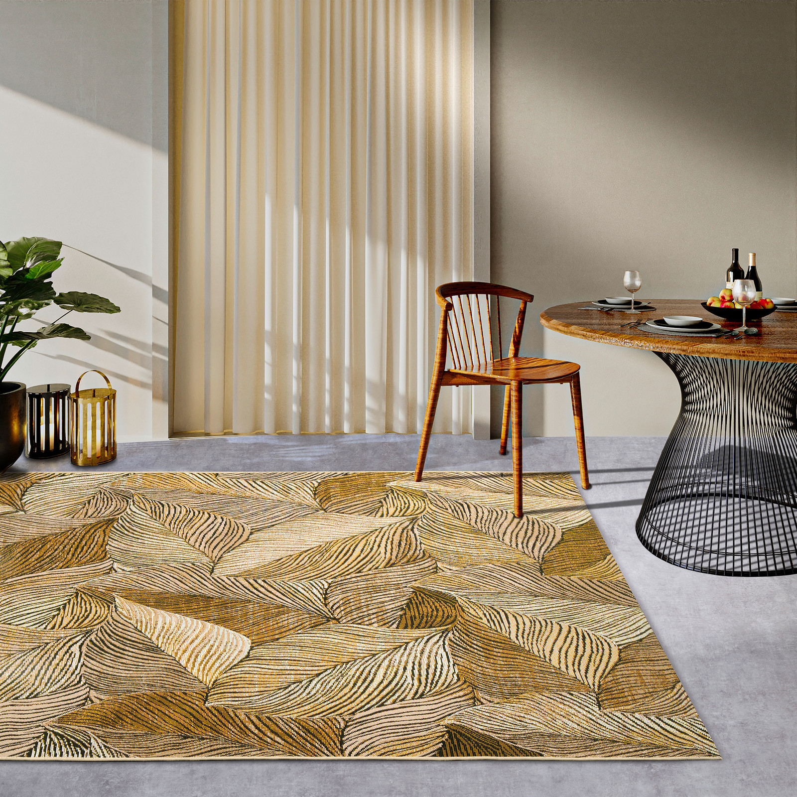 Villeroy & Boch Eugene binnen- en buitentapijt, goud zwart, polyester, B/D/H: 160 x 235 cm