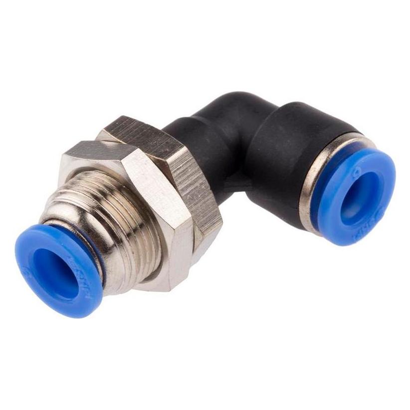 RS PRO 90 Degree Bulkhead Elbow Fitting, 6 mm (Winkelverbindung) (9160833)