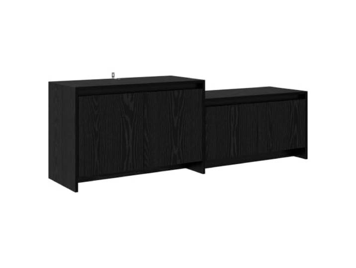 vidaXL TV-Schrank 147 x 35 x 50 cm Schwarz Eichen-Optik Holzwerkstoff Dieses wasserbeständige Material ist sehr langlebig, Dieses TV-Lowboard spart wertvolle Bodenfläche, Türen halten deine
