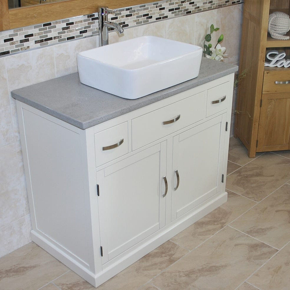 Brayden Studio Roderick 1000 mm Freestanding Single Vanity Grey Quartz/White 1,000mm W