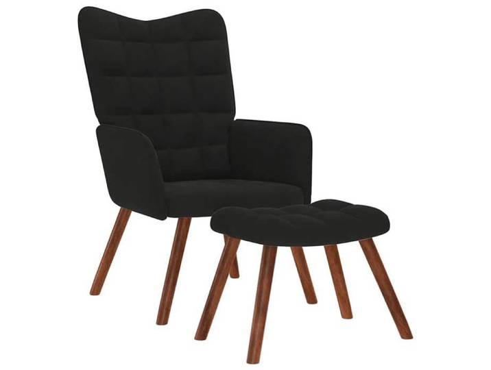 Promo 2026  Fauteuil relax 61 5x69x95 5 cm - Canapé Simple - Tissu respirant - avec tabouret en velours noir 3034