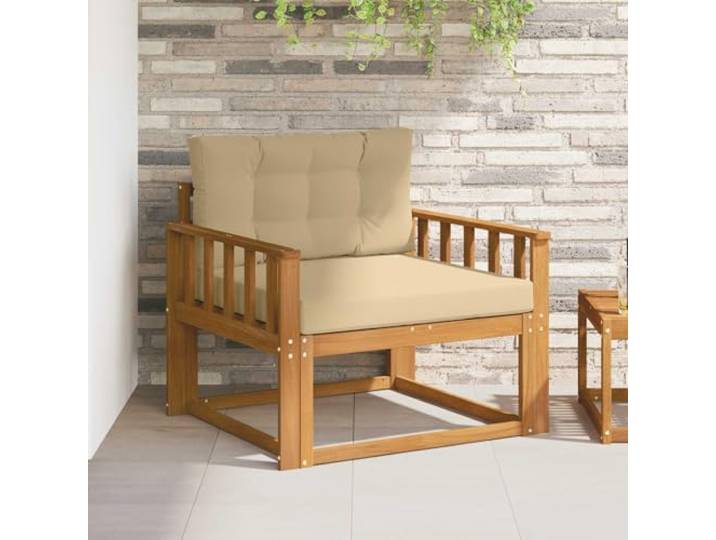 Xolmizyn Mittelsofa, Gartenmöbel aus Akazienholz, Outdoor Lounge-Sessel Witterungsbeständig, Massivholz-Gestell, Inklusive Sitz- und Rückenkissen