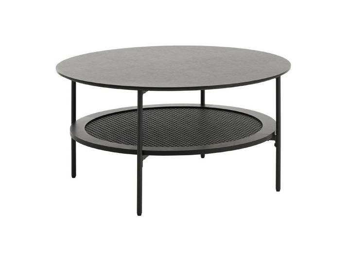 Selsey Couchtisch MOGEST, Runder Couchtisch mit Ablage, Eiche schwarz, Ø 80 cm