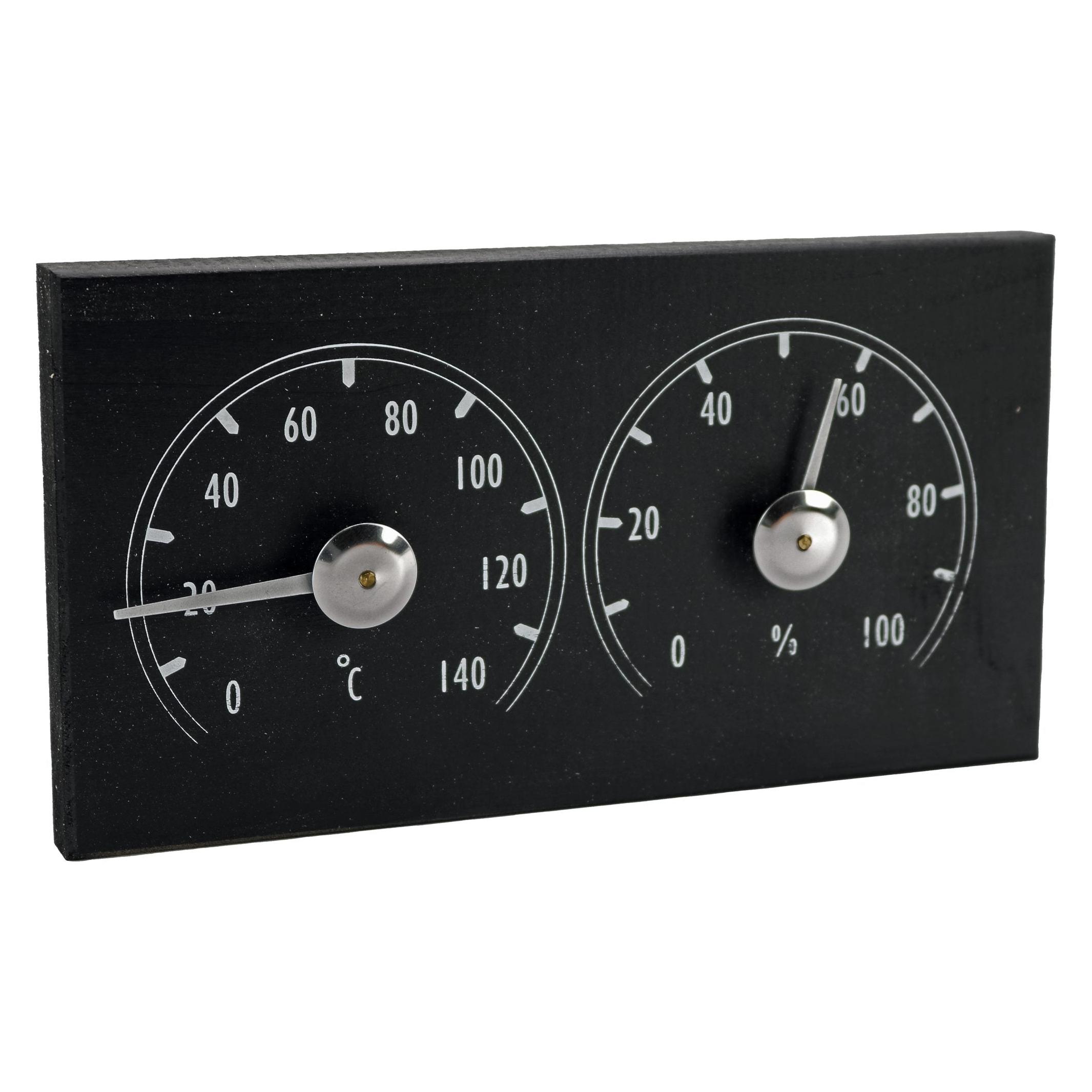 Saunia Saunathermometer - Hydrometer, 12 x 19 cm, Erle, schwarz. (52281247)